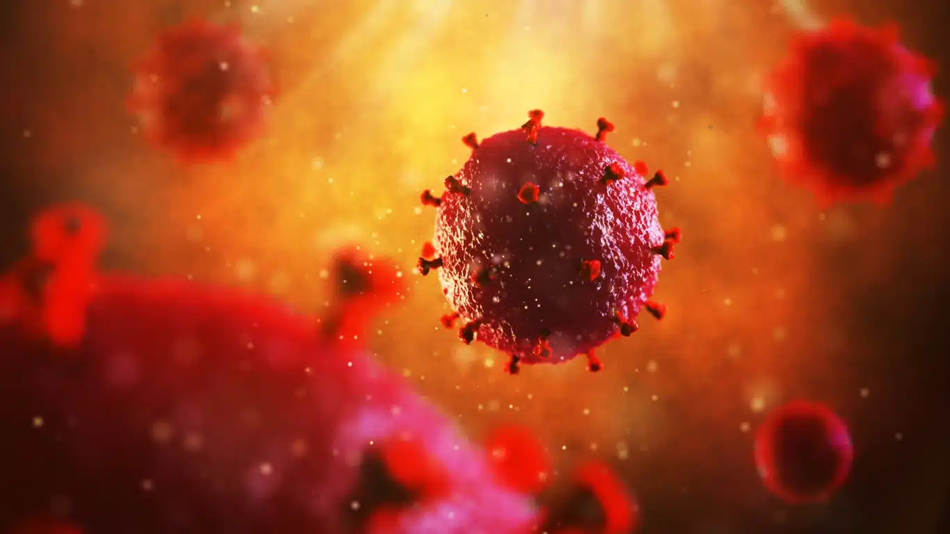 virus dell'hiv visto visto al microscopio